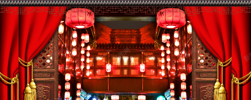 中国风红色新年古典背景素材背景