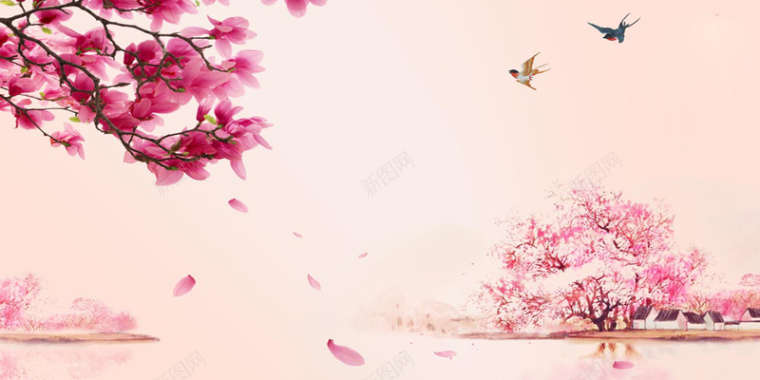 粉色桃花背景素材背景