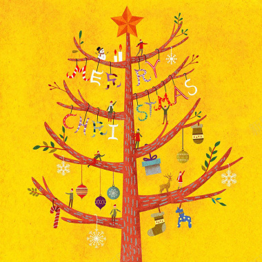 插画圣诞树背景元素背景