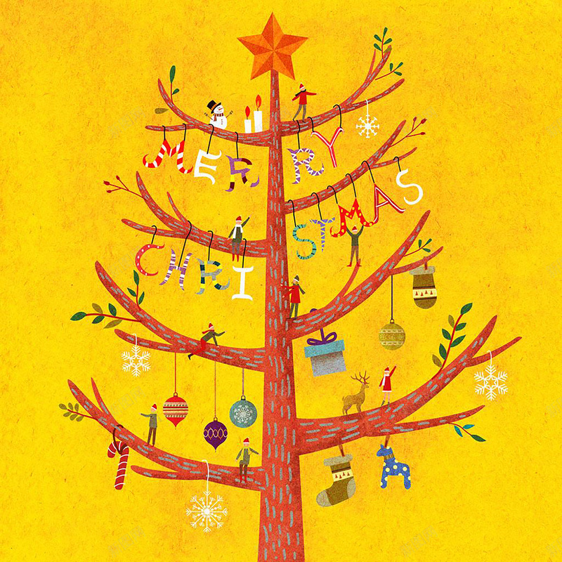 插画圣诞树背景元素jpg设计背景_88icon https://88icon.com 背景 圣诞节 海报 圣诞树 圣诞元素 旧式 卡通 童趣 手绘