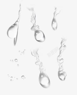 水珠滴落卡通透明效果素材