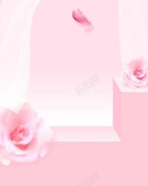 简约浪漫花卉粉色广告背景