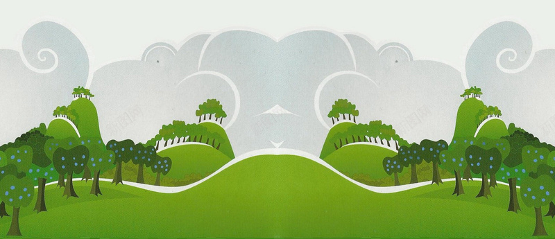 卡通绿色果树背景图背景