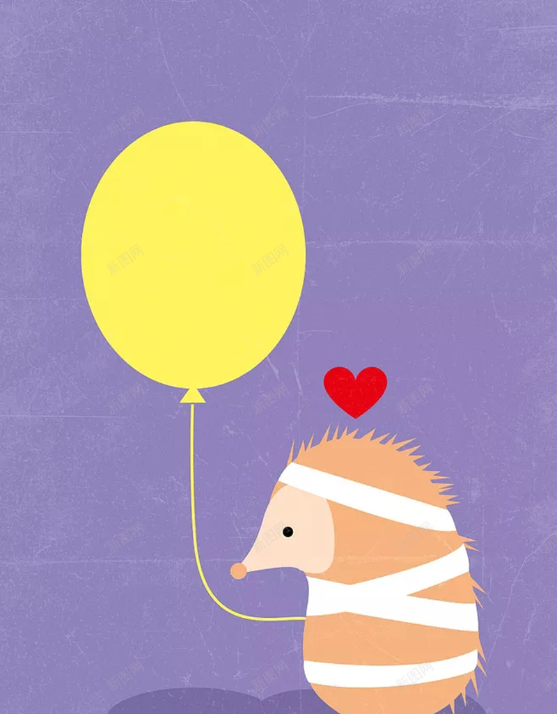 生病的刺猬海报设计psd设计背景_88icon https://88icon.com 生病 刺猬 气球 手绘 卡通 蓝底 包扎 爱心 黄色的气球 动物