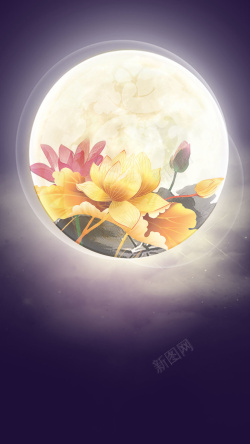 扬帆十五载八月十五花好月圆夜中秋节H5海报背景下载高清图片