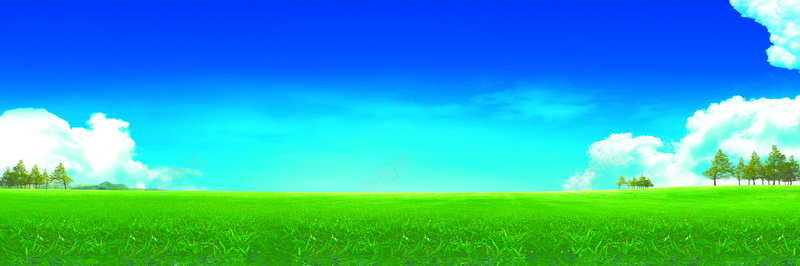 树木草地蓝天白云大尺寸背景背景