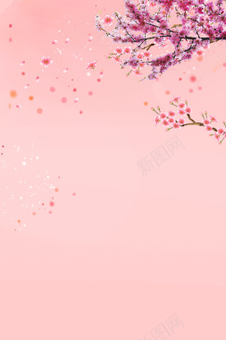 春暖花开粉红色桃花海报背景