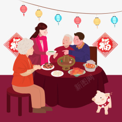 家庭和睦一家和睦地吃年夜饭高清图片