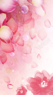 春天粉色玫瑰花瓣手机端H5背景素材背景
