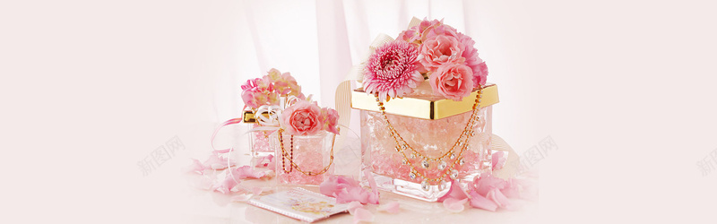 唯美浪漫粉色温馨花朵海报背景背景