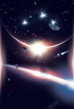 梦幻星球太空科幻创意海报背景素材背景