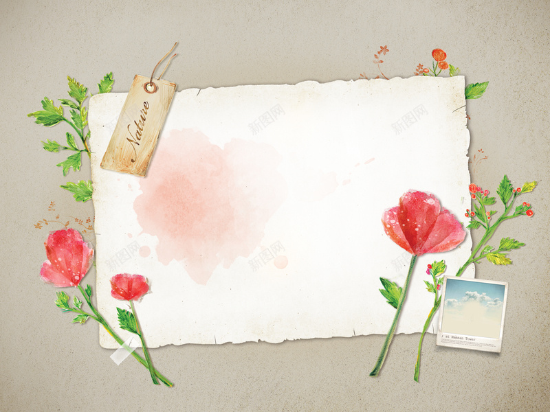 手绘水彩玫瑰背景psd设计背景_88icon https://88icon.com 红色 玫瑰 花朵 夹子 边框 唯美 植物 水彩 卡通 童趣 手绘