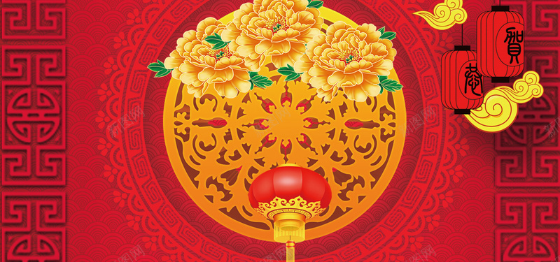 新春psd设计背景_88icon https://88icon.com 春节 元旦 喜庆 灯笼 中国风 红色 传统花纹 祥云 海浪 海报banner 过年