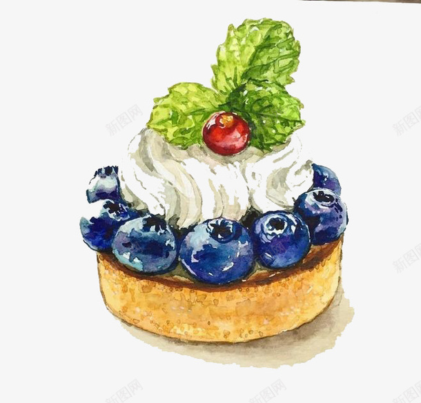 蓝莓蛋糕png免抠素材_88icon https://88icon.com 蓝莓 蛋糕 奶油 水彩 装饰 卡通 彩色 手绘