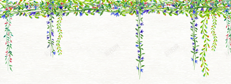 小清新文艺水彩手绘藤条花藤花朵背景背景