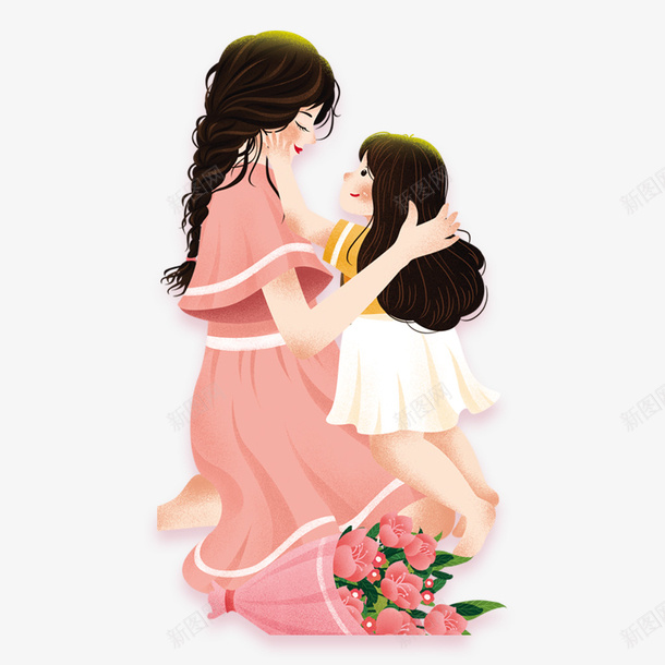 感恩母女插画png免抠素材_88icon https://88icon.com 感恩 母亲节 母女 插画