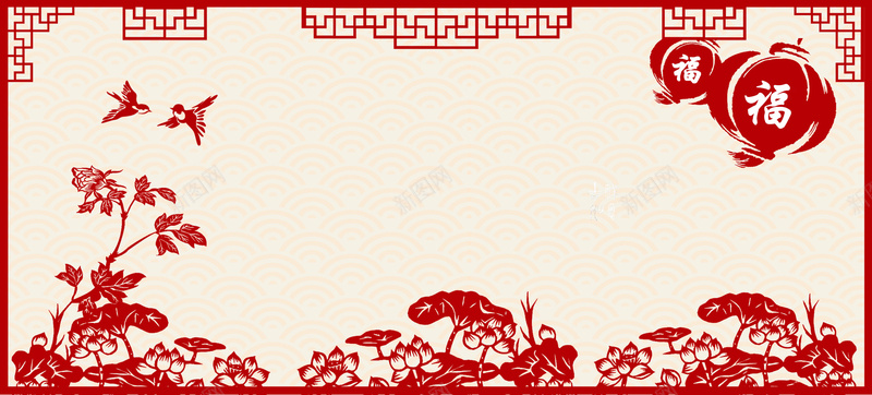 春节红色海报素材背景