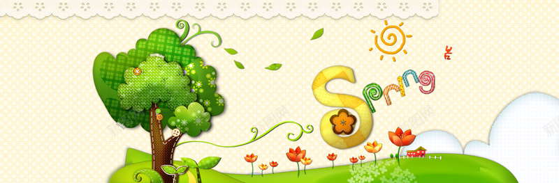 春天小清新psd设计背景_88icon https://88icon.com 新品上市 小清新 促销 春天 清爽 卡通 元素 海报banner 文艺 简约