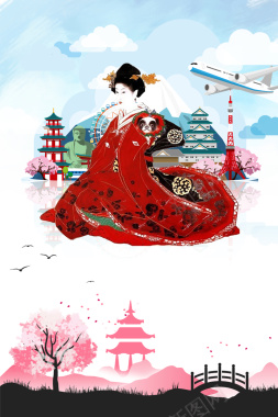 日式元素psd旅行海报背景背景