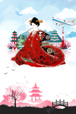 女人喜欢日式元素psd旅行海报背景高清图片