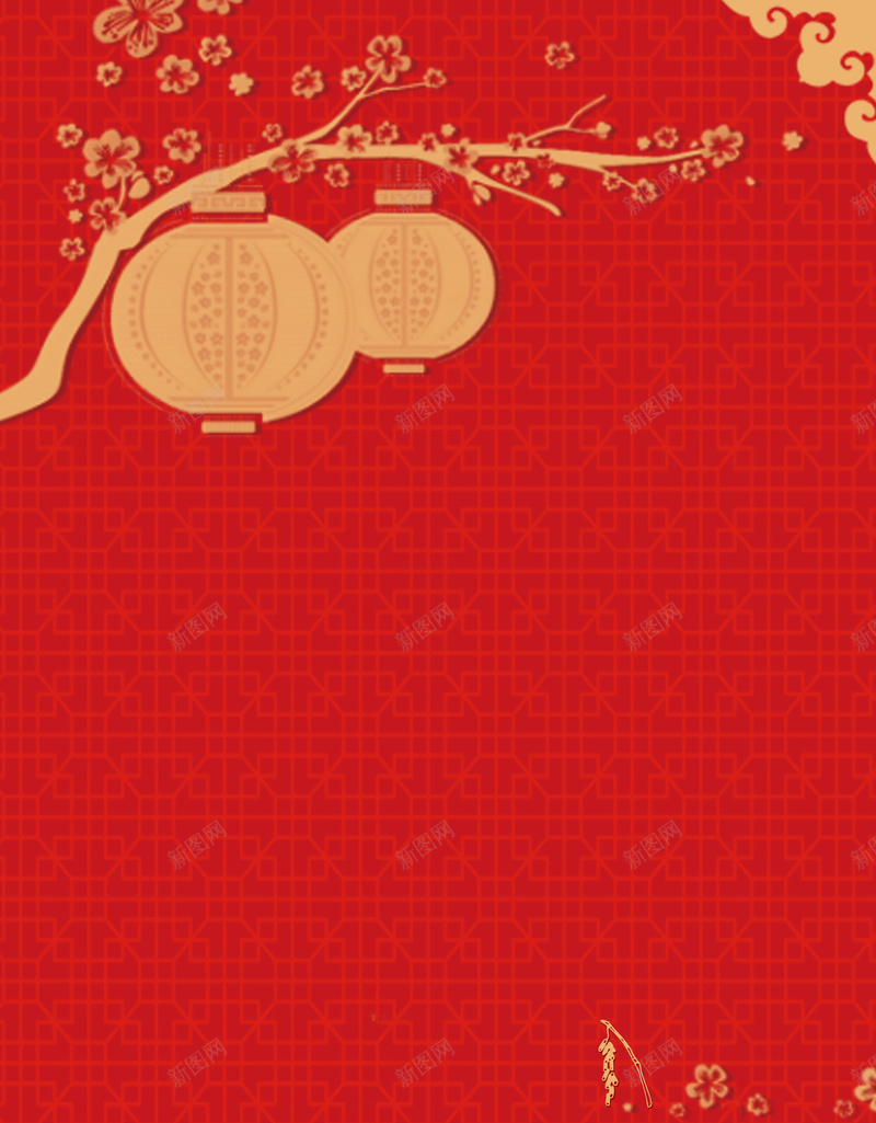 红色灯笼年画背景psd设计背景_88icon https://88icon.com 红色 灯笼 年画 梅花 复古 福娃 节日 政府 大气 中国风