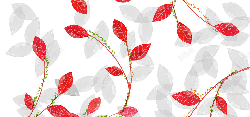 红色花瓣手绘彩色banner背景背景
