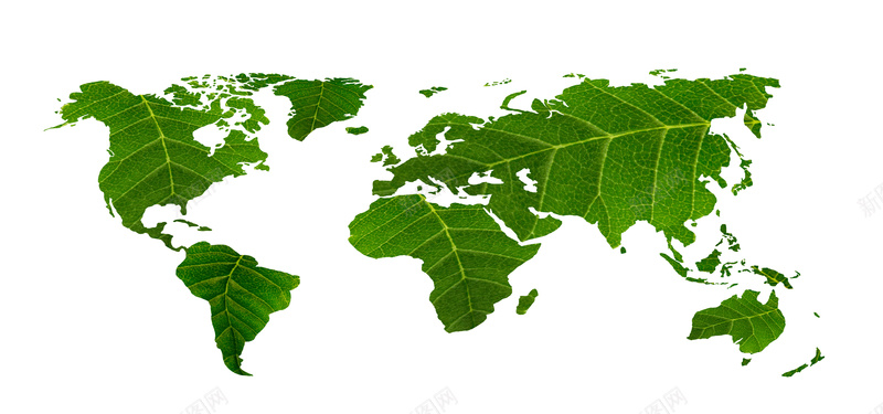 绿色叶子世界地图背景