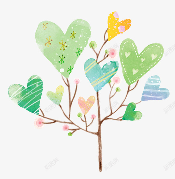 淡雅可爱心形小树绿色png免抠素材_88icon https://88icon.com 心形小树 水彩 免扣元素 淡雅可爱