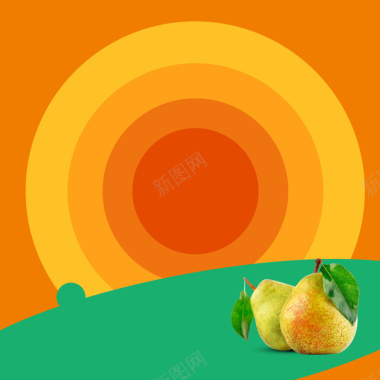 橙色几何圆圈宝宝辅食PSD分层主图背景背景