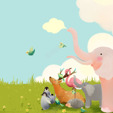 卡通动物背景图背景