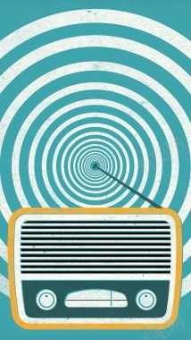 卡通手绘绿色收音机H5背景背景