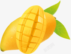 鲜嫩芒果肉手绘芒果水果高清图片