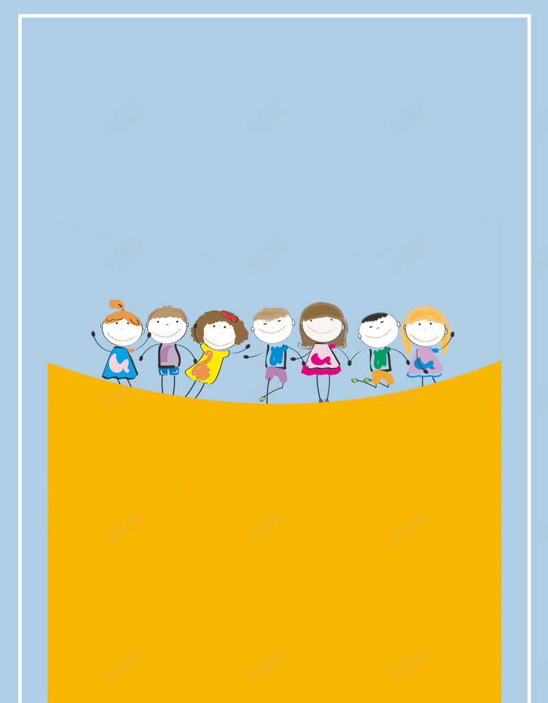 开学季宣传海报背景psd设计背景_88icon https://88icon.com 幼儿园 蓝底 插画 开学 橙色 卡通 童趣 手绘