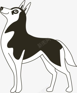 狗年吉祥物卡通手绘黑白狗狗图标
