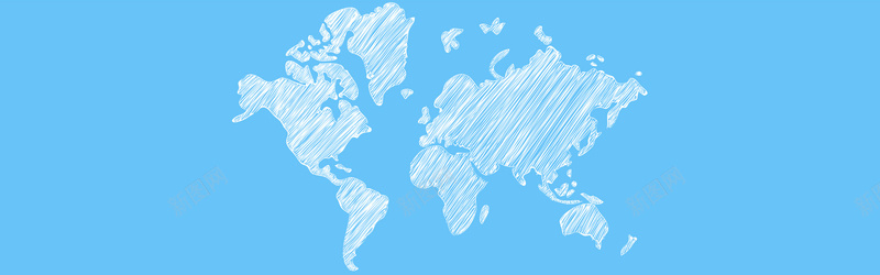 蓝色手绘世界地图清新背景背景