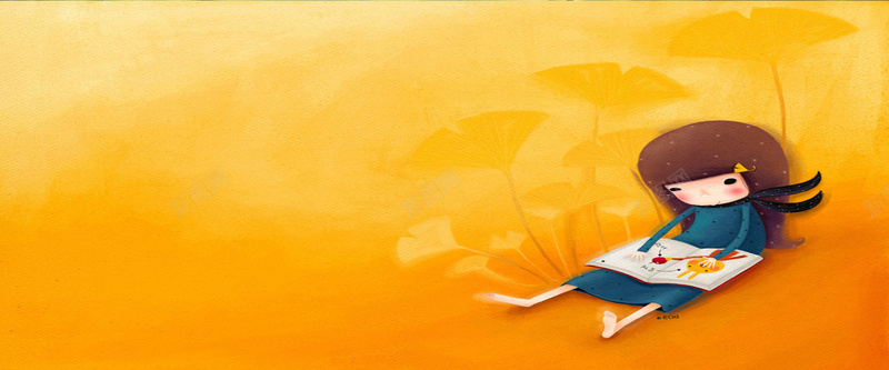 手绘小女孩背景背景