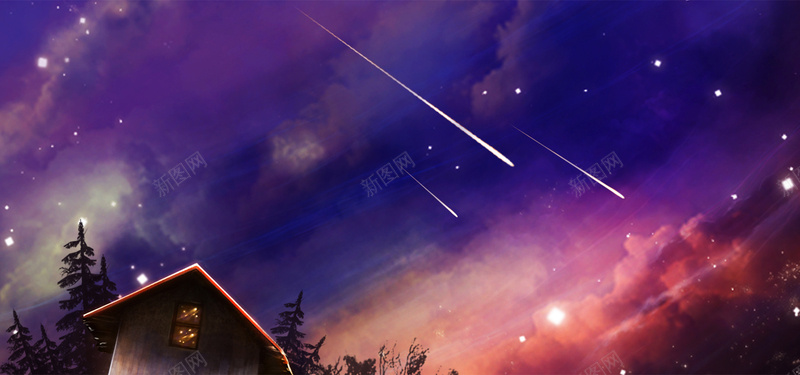 浪漫的流星雨夜空jpg设计背景_88icon https://88icon.com 流星 星星 海报banner 卡通 童趣 手绘