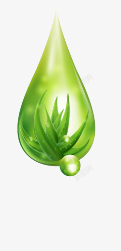 创意合成水滴效果绿色植物素材