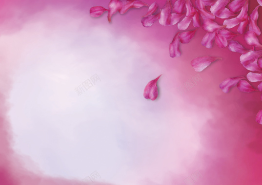 手绘爱情花瓣粉紫色海报背景