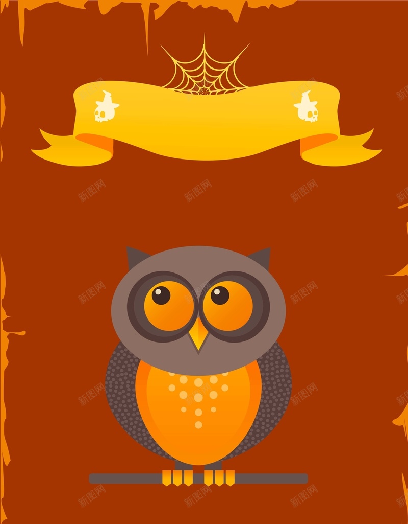 卡通手绘可爱万圣节海报背景psd设计背景_88icon https://88icon.com 万圣节 卡通 可爱 手绘 海报 背景 橙色 猫头鹰