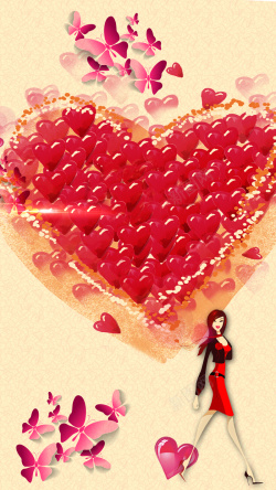 三八节日三八妇女节浪漫梦幻红色爱心H5背景高清图片