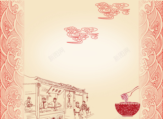中国风美味手工面条背景素材背景