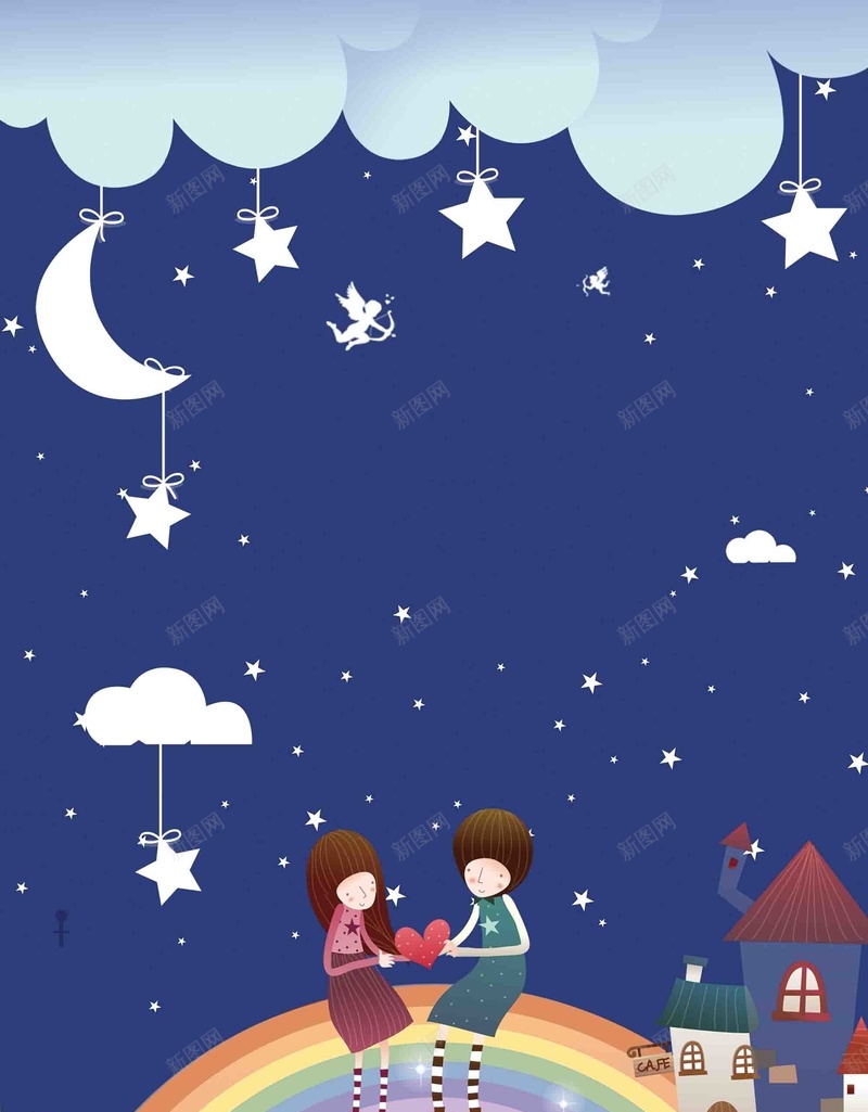 七夕手绘情人节情侣海报背景模板psd设计背景_88icon https://88icon.com 七夕节 情人节 情侣 手绘 海报 背景模板 卡通 插画 彩虹 月亮 星星 传统节日 宣传