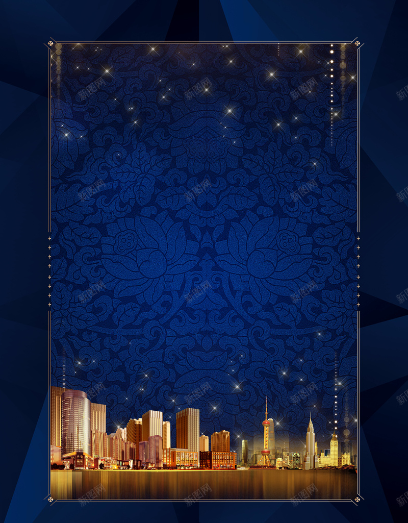 蓝色花纹大气房地产海报背景素材psd设计背景_88icon https://88icon.com 房地产 大气 花纹 蓝色 边框 建筑 高楼 底纹 海报 背景 素材