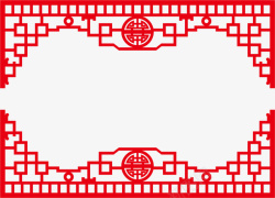 古典中式红色花纹边框素材素材