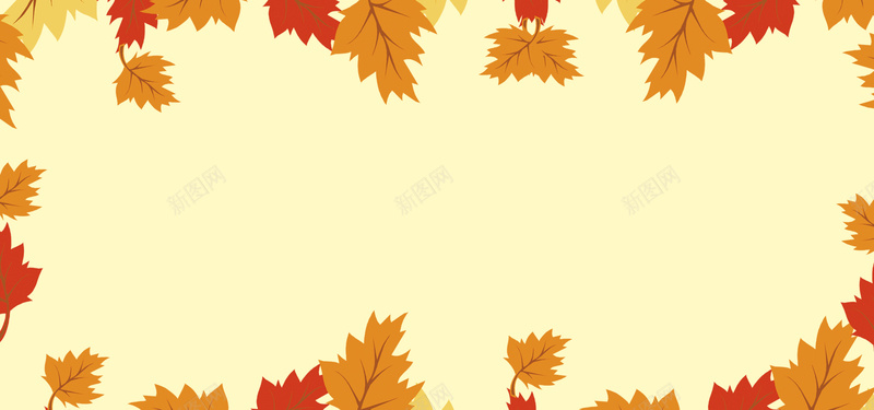 秋天枫叶边框简约背景背景