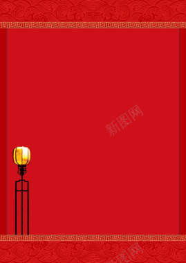 中国红喜庆灯笼简约花纹边框背景背景