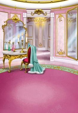 格林童话卡通室内粉色背景背景