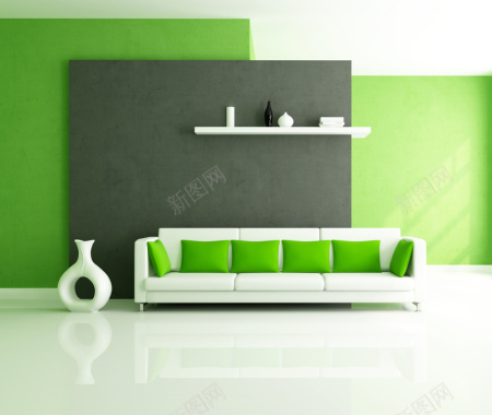 绿色时尚客厅沙发背景素材背景