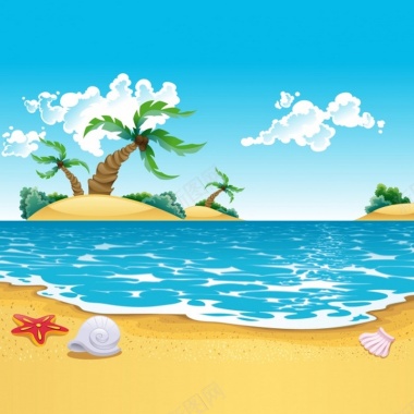 卡通沙滩海岛背景背景